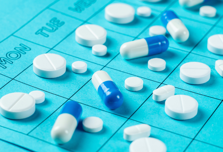 pills on a calendar